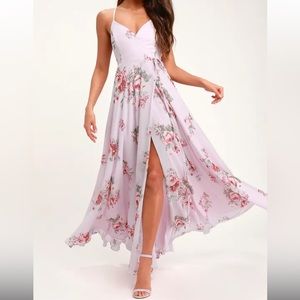 Lulus Lovely Lavender wrap dress - size XS floor length gown